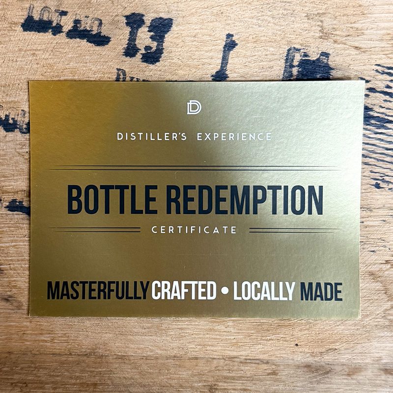 Distiller's Experience Bottle Redemption Certificate